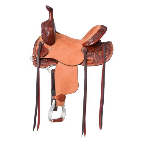 8" Kids Western Miniature Horse Trail Mini Leather Saddle Floral Tooled Tack Set