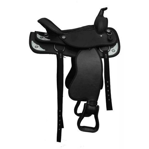 Western Barrel Racing Horse Saddle Pleasure Trail Floral Tooled Leather Rodeo Cowboy Tack Set