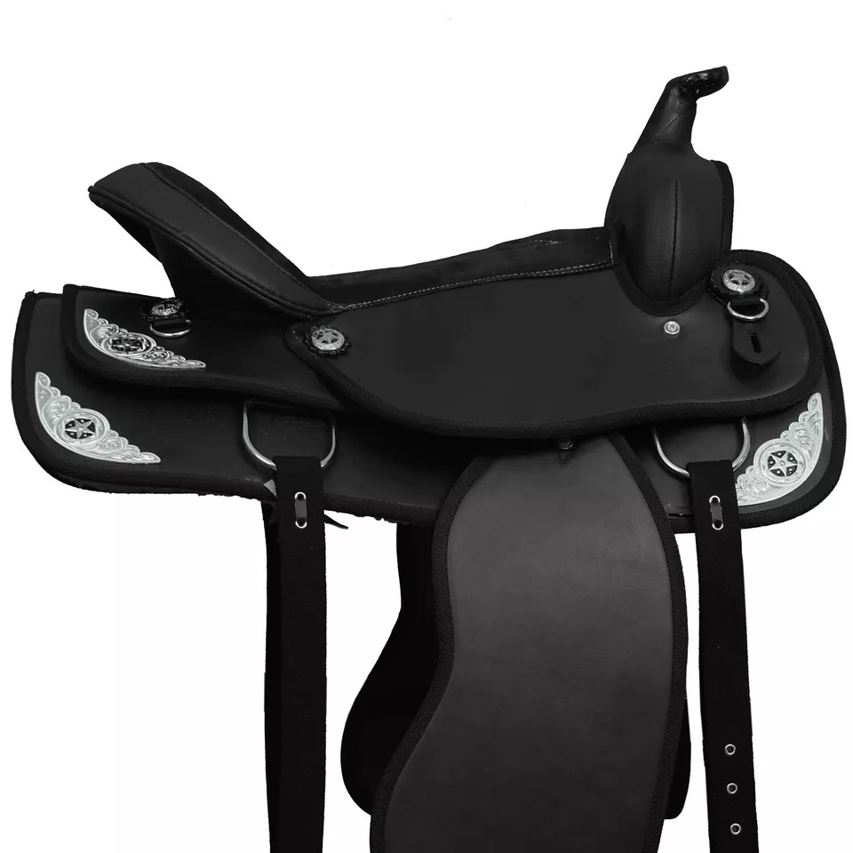 Western Barrel Racing Horse Saddle Pleasure Trail Floral Tooled Leather Rodeo Cowboy Tack Set - Image 4