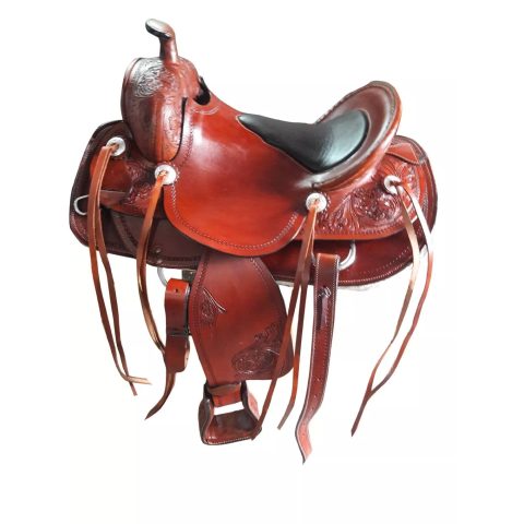 Western Barrel Racing Horse Saddle Pleasure Trail Floral Tooled Leather Rodeo Cowboy Tack Set