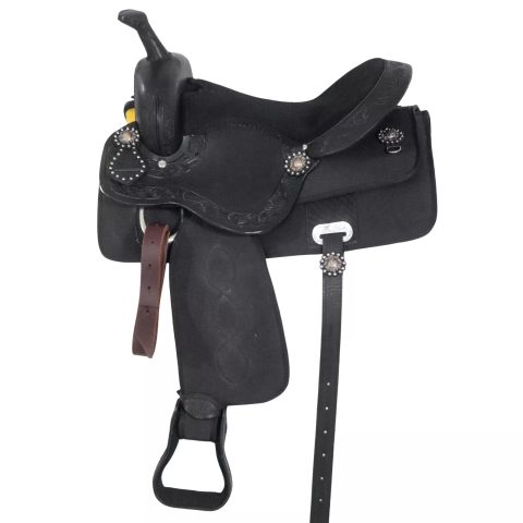 Western Barrel Racing Horse Saddle Pleasure Trail Floral Tooled Leather Rodeo Cowboy Tack Set