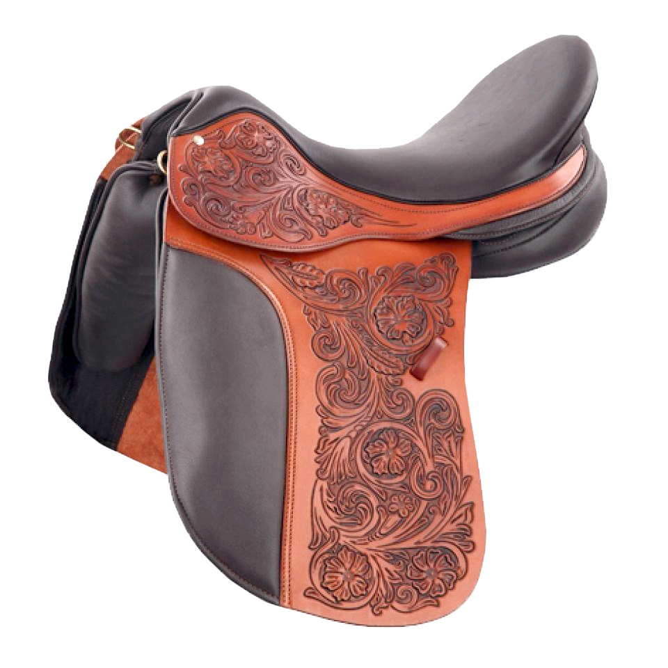 English Dressage Cow Leather with Full Covered Softie Horse Saddle 12" to 18"