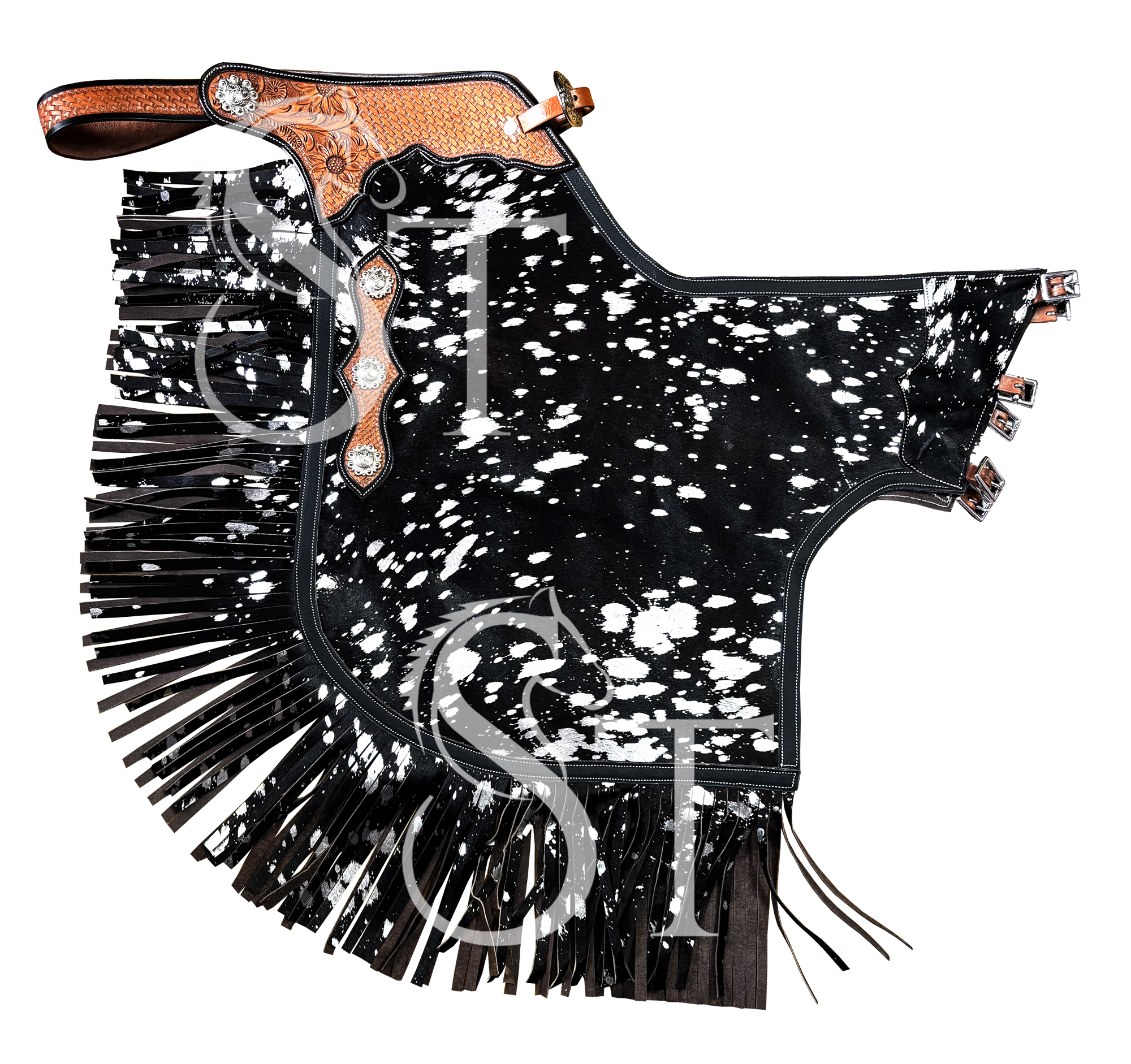 Custom Adjustable Western Hair-On Leather Chinks for Men Women Kids