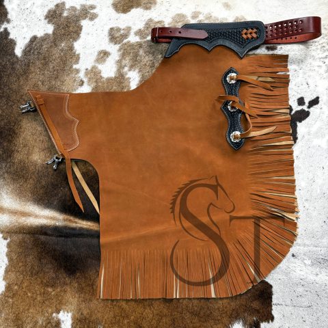Custom Made Western Leather Chinks Solid Yoke for Men Women Kids