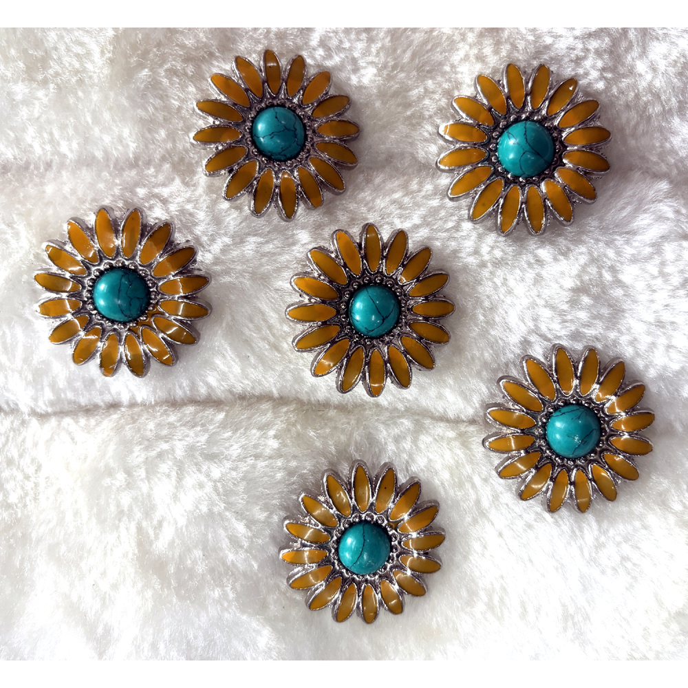 6 Pcs Western Show Horse Saddle Conchos Stainless Steel with Screws
