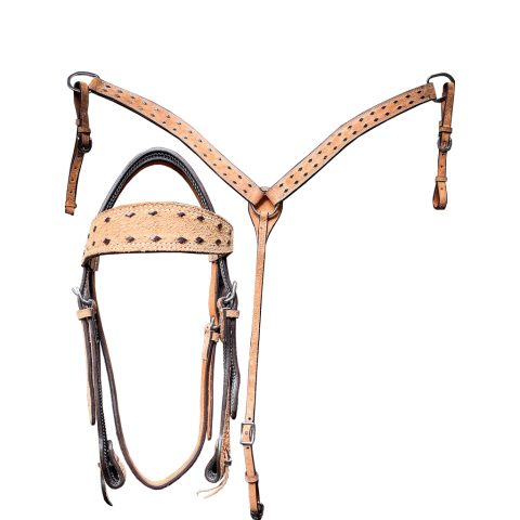 Western Saddle Horse Headstall Breast Collar Reins Tack Set