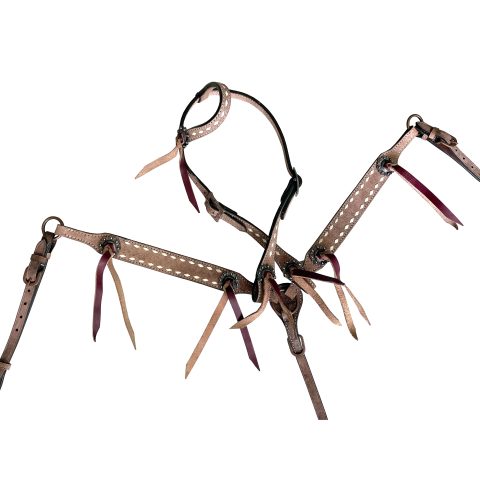 Western Saddle Horse Headstall Breast Collar Reins Tack Set