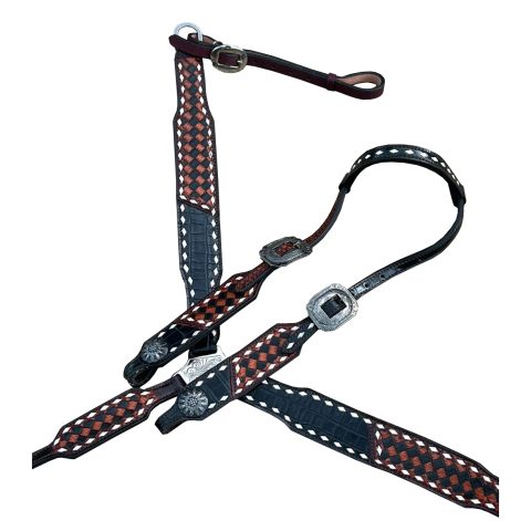 Western Saddle Horse Headstall Breast Collar Reins Tack Set