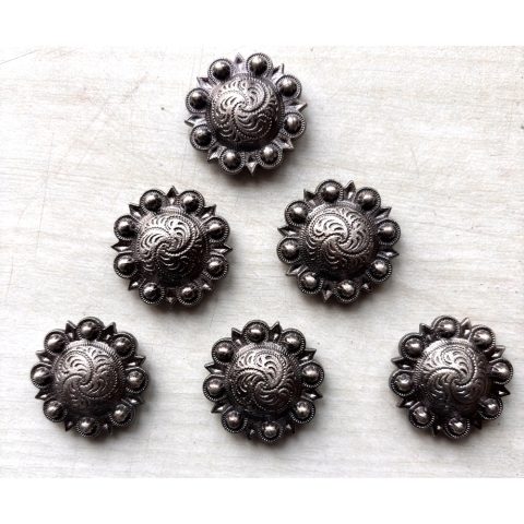 6 Pcs Western Show Horse Saddle Conchos Stainless Steel with Screws