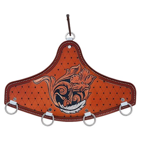 Handcrafted Leather Wild Rag Hanger ā Tooled Western Leather Wild Rag Organizer with Heavy-Duty D-Rings ā Premium Western Tack Accessory for Scarves, Wild Rags & Gear