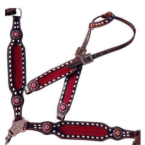 Western Saddle Horse Headstall Breast Collar Reins Tack Set