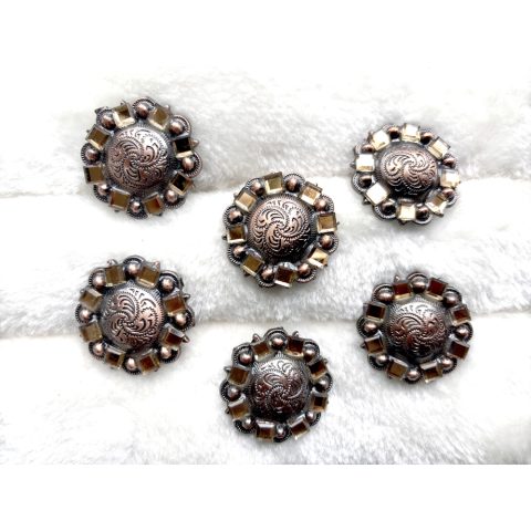 6 Pcs Western Show Horse Saddle Conchos Stainless Steel with Screws